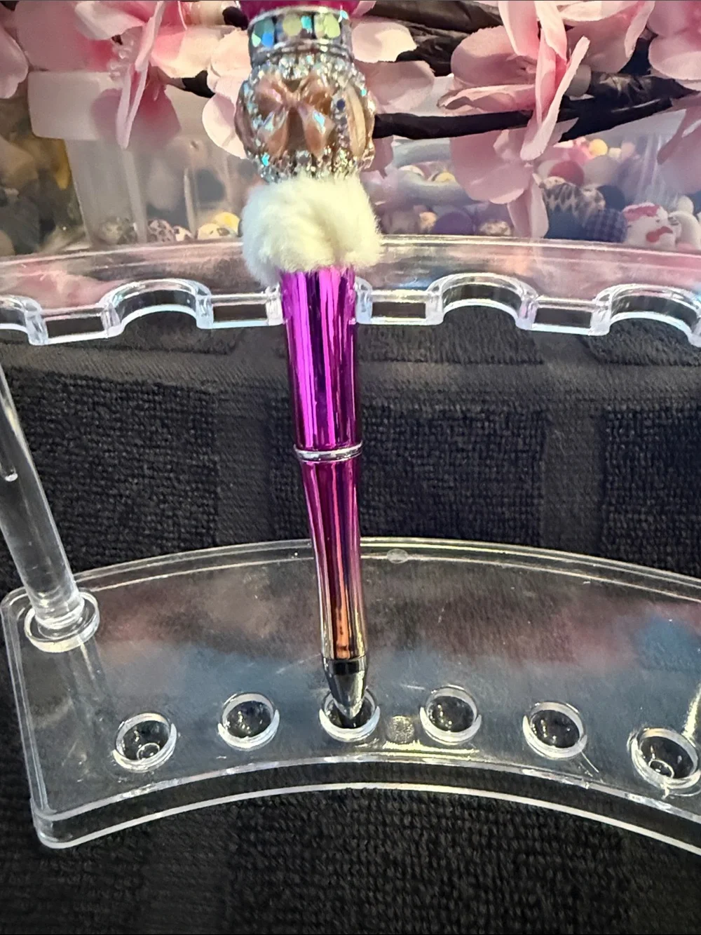 Handcrafted Purple Beaded Butterfly Pen - Decorative Writing Tool